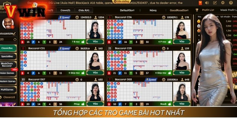 Danh sách các trò game bài hot nhất sảnh